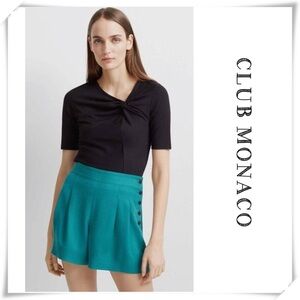 Club Monaco High Rise Side Button Shorts in Green Size 0